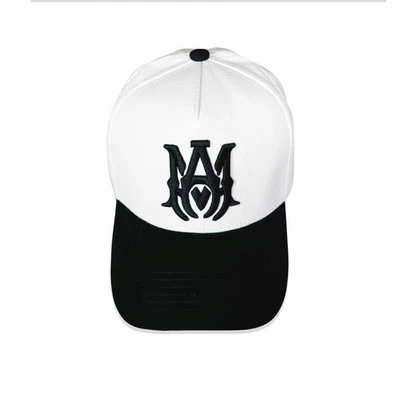 Gorra de béisbol de camión de lona AMIRI para hombres y mujeres combinación de colores negro + blanco Foto 1 de 4