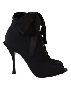 Dolce & Gabbana LaceUp Booties Black Neoprene Women - Picture 1 of 6