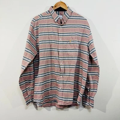 American Eagle Button-Up Shirt Faded Pink Grey Horizontal Striped 3XL Casual - Image 1 of 4