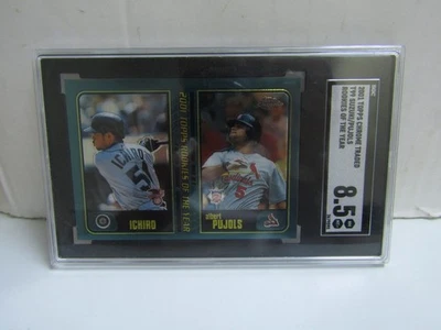 SGC 8.5 2001 Topps Chrome Traded Suzuki Pujols Rookies Of The Year RC - Image 1 of 2