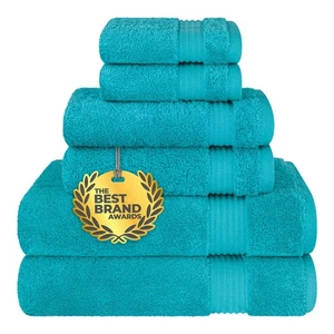 Set Asciugamani 6 Pezzi 100% Cotone Morbido Assorbente Asciugamani Turchi per Bagno 2 Ba... - Foto 1 di 7