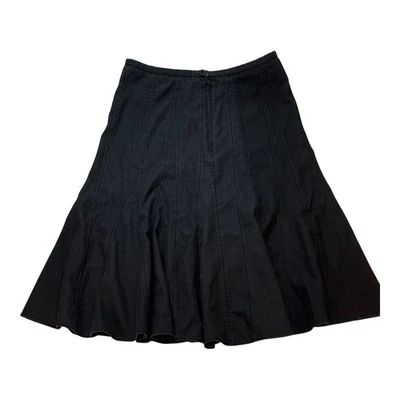 Falda vaquera acampanada Larry Levine lavado oscuro elástica mezcla de algodón para mujer talla 10” Foto 1 de 4