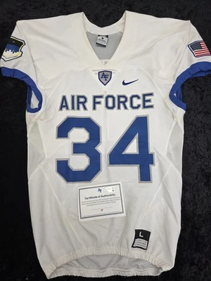 AIR FORCE FALCONS #34 Player Issued Game Used Authentic Football Jersey WHITE LG - Image 1 of 2
