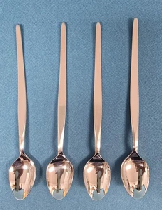 Lot of 4 Noritake LINDEN Iced Tea Spoons 7 1/8" Stainless Flatware 18-8 JAPAN - Picture 1 of 3
