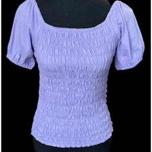 Women's THERE ABOUTS purple Shirred Blouse gathered sleeves Sz L 14 - Picture 1 of 7