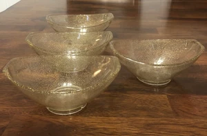 X4 seltene Vintage 1956 Styson Art Prod NY klar Gold Speck Plexiglas Schalen MCM Salat - Bild 1 von 9