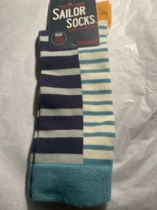 🌟Seasalt Men’s Sailor Striped Socks, Breton Mix Poseidon, 8-12, New🌟 - Picture 1 of 3