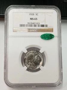 1928 Buffalo Nickel - 5c - NGC MS65 CAC - Picture 1 of 5