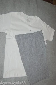 Boys TWO PC LOT Gray Shorts WHITE V NECK TEE SHIRT Size M 8 - Picture 1 of 1
