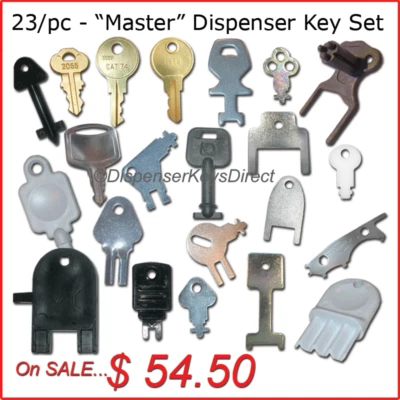 KC, GP, SAN JAMAR, SCA TISSUE, VONDREHLE, JOFEL Master Set of all Dispenser Keys for Hand Towel, Toilet Tissue & Soap Dispensers