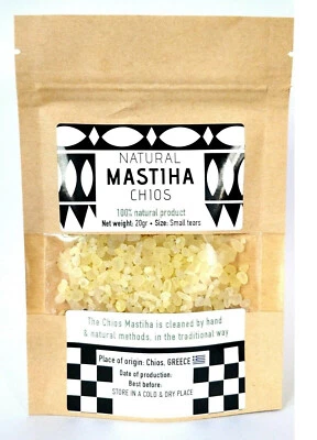 TERRA GREEK Mastic Gum Chios Mastiha Gum Greek 100% Natural Packs 20 gr /0.70Oz Small Tears