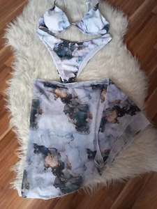 3 TEILE Bügel Bikini, Pads herausnehmbar,tolle Farben/Muster + passendes Tuch,38 - Bild 1 von 6