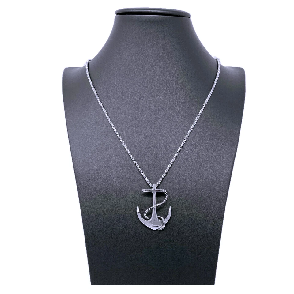Collana Ancora Acciaio Uomo Donna Unisex Ciondolo Catenina Moda Marinara Argento - Immagine 1 di 1