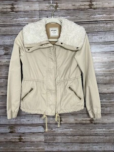 Giacca sherpa donna Old Navy marrone cachi taglia XS cinch vita regolabile - Foto 1 di 11