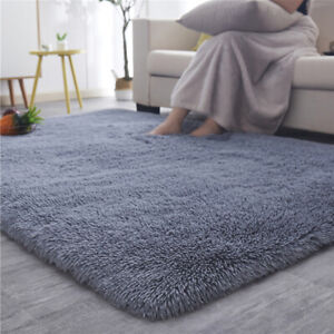 Faux Fur Fluffy Shag Rug Long Pile Non-Skid Furry Carpet Home Bedroom Floor Mat