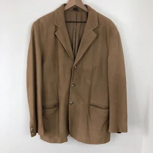 Joseph Lyman Genuine Leather Jacket Men 40L Tan Button Up Pockets - Picture 1 of 12
