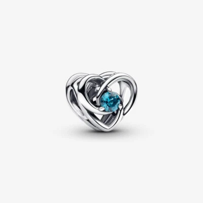 PANDORA Charm Anhänger Bead 925 Sterlingsilber Herz blauer Stein 793744C01 - Bild 1 von 4
