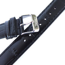 16mm NEXT BLACK LEATHER CROC GRAIN REPLACEMENT WATCH STRAP. SILVER BUCKLE