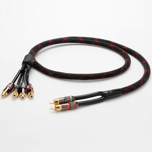 1.5M Splitter Stereo Audio Cable 2Male to 4Female Y Adapter Gold Plated RCA Plug - Picture 1 of 10