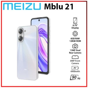 (New) MEIZU Mblu 21 6GB+128GB WHITE Dual SIM Unlocked Android Cell Phone - Afbeelding 1 van 4