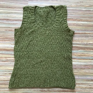 Hand Knit Textured Sweater Vest Moss Green Elsebeth Lavold Silky Wool Yarn - Picture 1 of 7