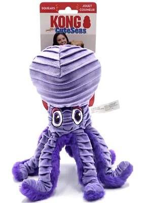 KONG Cuteseas Rufflez Octopus Super Squeaky Soft Tug & Shake Dog Toy 9.5" - Image 1 of 4