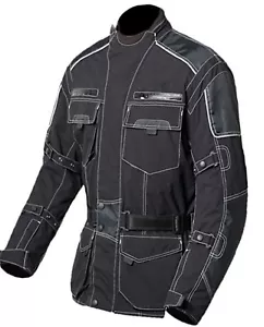 Mens Motorcycle Waterproof Cordura Textile Jacket Motorbike CE Armours BLACK - Picture 1 of 3