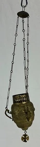 Antique Brass Russian Orthodox Christian Church Hanging Lamp Lampada - Picture 1 of 24