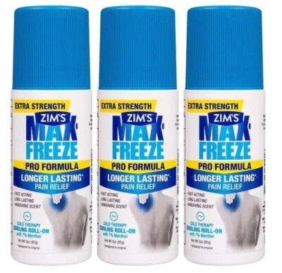 Zim’s Max-Freeze Pro Fórmula Roll-On Alivio del Dolor 3 OZ X **3 Paquetes** Foto 1 de 4