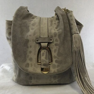 G.I.L.I. Bolso de Hombro Cuero 12x10x5 Flecos Serpiente/Croc Asa Única A261897 - Imagen 1 de 14