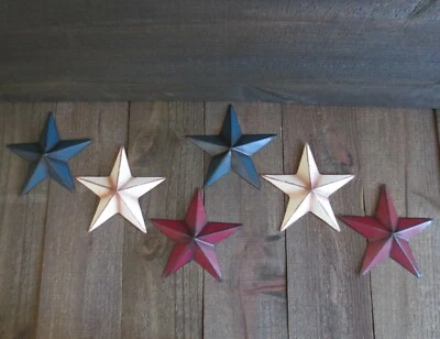 6 Patriotic Barn Stars 6" Metal Rojo Blanco Azul Americana Country ¡¡ENVÍO GRATUITO!!! Foto 1 de 4