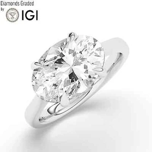Lab-grown Oval Solitaire Diamond Engagement Ring Platinum 7 Ct D VVS2 - Picture 1 of 20