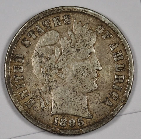 1895 Barber Dime.  Natural Uncleaned.  XF.  187446 Cover