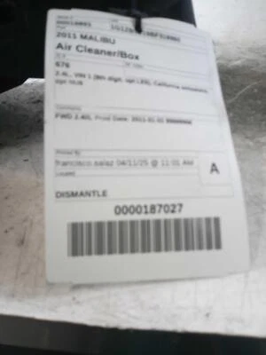 Conjunto de filtro de aire usado se adapta a: Chevrolet Malibu 2011 2,4 L VIN 0 octavo dígito opt L Foto 1 de 4