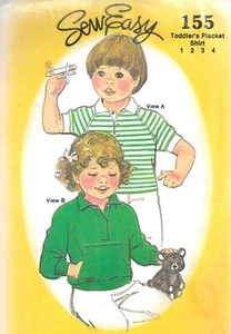 Sew Easy Pattern #155-Toddler's Placket Shirt in Sizes 1-2-3-4 - Picture 1 of 1
