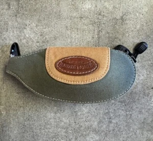 Field & Stream Sunglass Eyeglass Case Leather & Canvas Clamshell - Picture 1 of 5