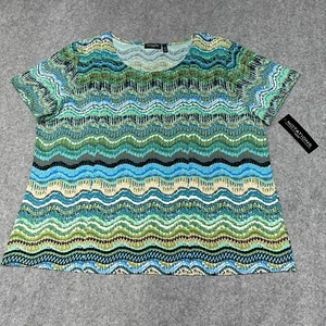 Notations Tunic Blouse Women Short Sleeve Multi Color Size 3X New - Picture 1 of 12