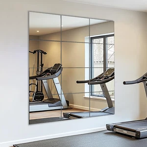 12 Pack Home Gym Mirrors, 12" x 12" HD Glass Wall Mounted Tiles for Gym, Bedroom - Picture 1 of 12