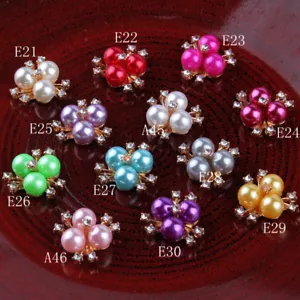 30pcs Metal Rhinestone Buttons Bling Alloy Crystal Flatback Buttons for Wedding - Picture 1 of 7