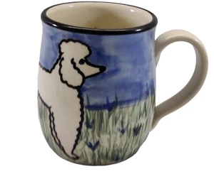 Karen Donleavy KD Hand Thrown Mug Hand Painted White Poodle Dog - Picture 1 of 10