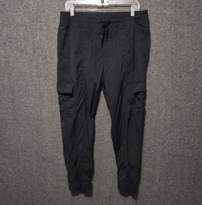 Eddie Bauer Joggers Womens Large Black Nylon Drawstring Cargo Pockets Light - Picture 1 of 10