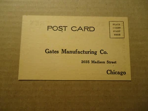 Ad postcard to order from Gates Mfg Co CHICAGO circa 1940's - Picture 1 of 2