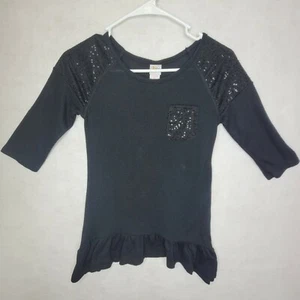 Circo Long Sleeve Black Dress Girls Size Large 10-12 Sequence Ruffles - Picture 1 of 8
