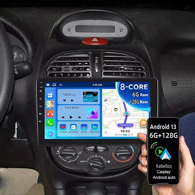 9" Per PEUGEOT 206 206CC 206SW 2000-2008 Android 13 CarPlay Autoradio GPS 6+128G - Immagine 1 di 4
