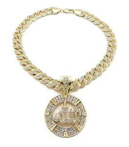 Hip Hop Iced Allah Pendant & 10mm 18" 20" 24" Iced Cuban Chain Bling Necklace 