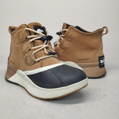 Sorel Out N About 1V Juvenil Talla 2 Lt Marrón Gamuza Negro Impermeable Botines Foto 1 de 4