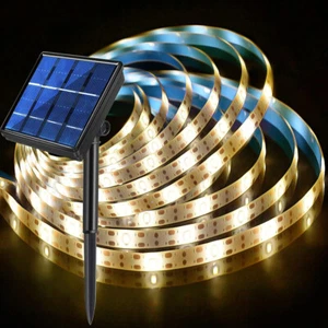 Solar Powered LED Strip Lights Waterproof Outdoor Garden Flexible Tape Rope Lamp - Picture 1 of 27