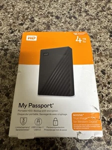 WD WDBPKJ0040BBK-WESN My Passport 4TB External Hard Drive - Black - Afbeelding 1 van 4