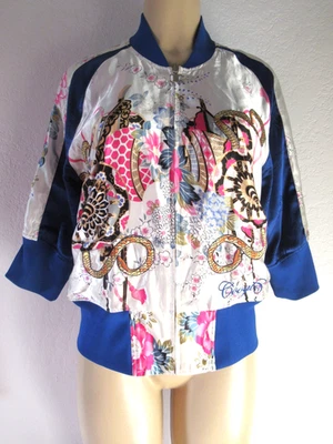 Chaqueta Bomber Coogi Mujer Satén Bordada Reversible Cremallera Talla XL Tema Asiático Foto 1 de 4