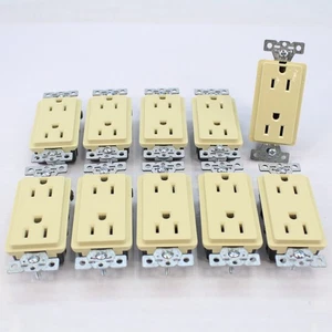 10 Cooper Ivory Commercial Decorator Receptacle 5-15R 2P3W 15A 125V B&S DECB15I - Picture 1 of 6